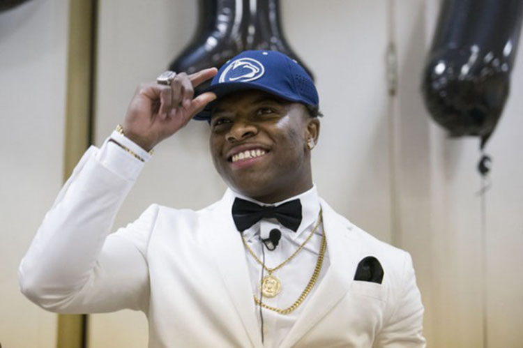 Local Four-star recruit Lamont Wade shows his commitment to Penn State.

