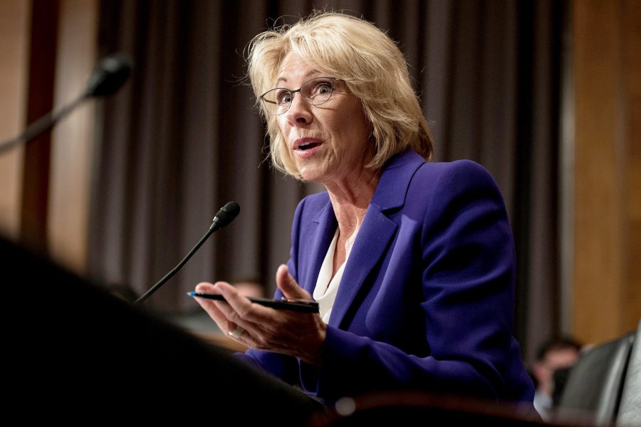 Betsy+DeVos+speaks+during+her+confirmation+hearing+for+Secretary+of+Education+before+the+Senate+Health%2C+Education%2C+Labor%2C+and+Pensions+Committee+on+Capitol+Hill+January+17%2C+2017+in+Washington%2C+DC.+%2F+AFP+%2F+Brendan+Smialowski++++++++%28Photo+credit+should+read+BRENDAN+SMIALOWSKI%2FAFP%2FGetty+Images%29
