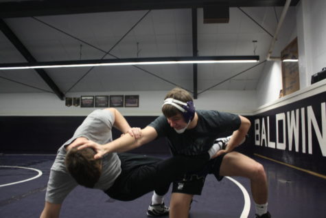 Senior Connor Sidoruk while at practice. Sidoruk has been a key member of the varsity wrestling team for all four years.