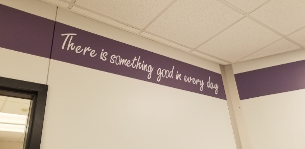 There+is+something+good+in+every+day+is+one+of+the+many+quotes+painted+throughout+the+school.+Art+teachers+Cheryl+Foote+and+Tina+Walsh+came+up+with+the+idea+to+spread+positivity+throughout+the+school.