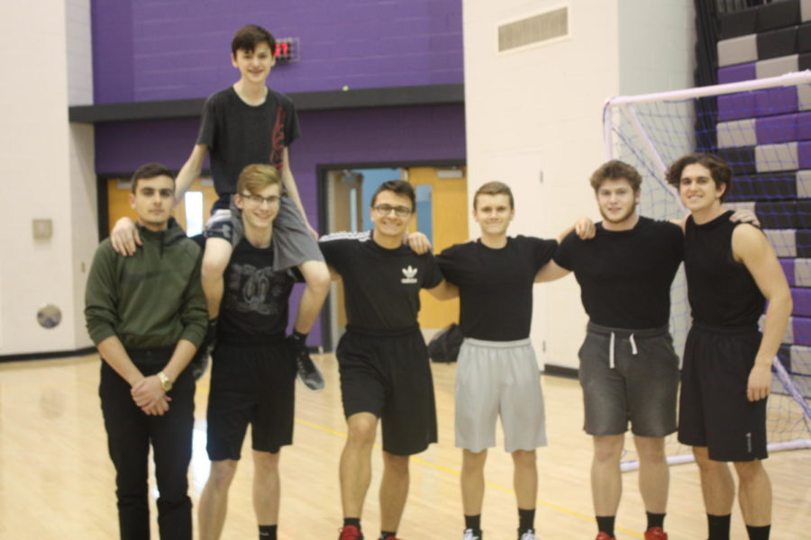 Team celebrates victory at Speedball tournament for Special Olympics club. 