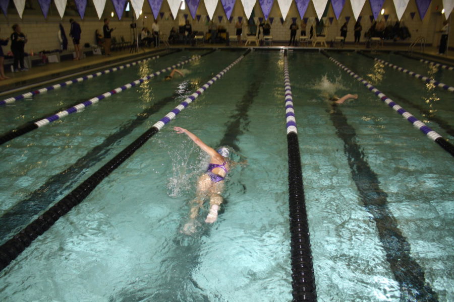 Sophomore Nikki Kosco swims the 200 Yard Freestyle. 