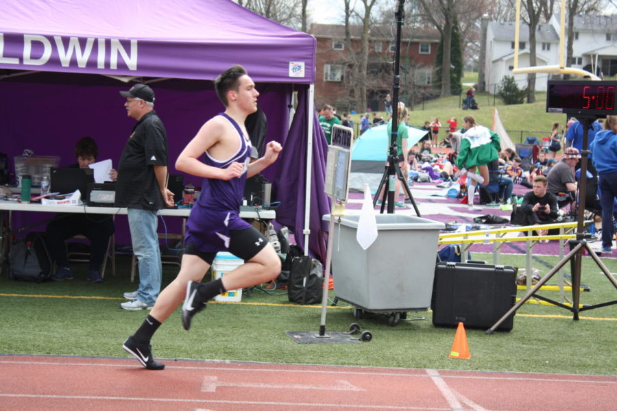 Senior Ethan Hoey competes in the 1600 meter run. Hoey also ran in the 3200 meter and 800 meter events. 