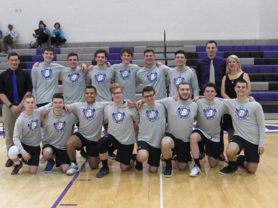 The boys volleyball team comes together as they face Bethel Park.