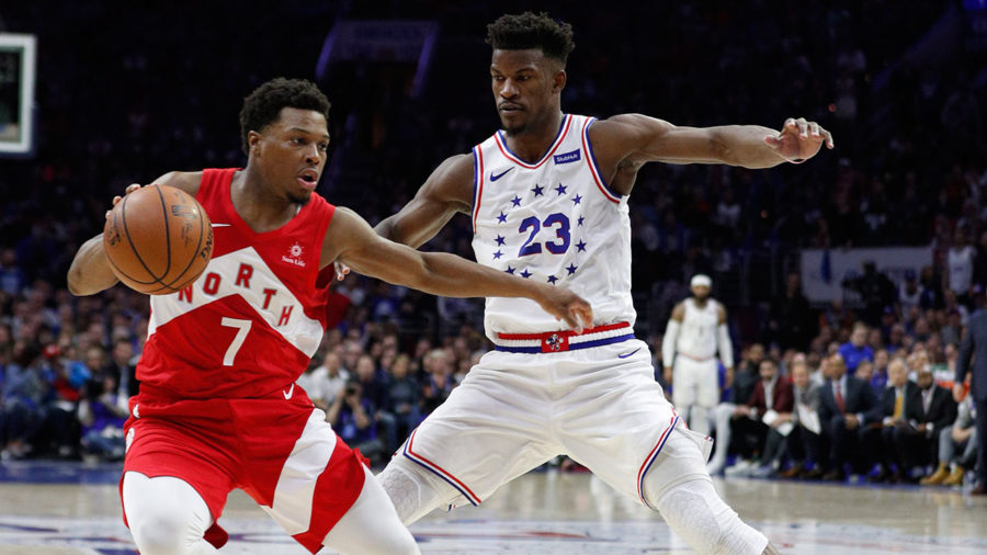 Torontos Kyle Lowry (left) and Philadelphias Jimmy Butler both look to advance out of the LeBron-less eastern conference 