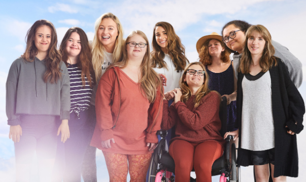 Baldwin students Kaitlyn Anderson, fourth from the left, and Daijah Massie,  second from the right, modeled for Aeries celebration of the Special Olympics Global Week of Inclusion.

