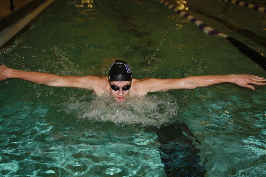 Senior Dylan Stokes, pictured here at a practice, broke a school record in his WPIAL performance. 