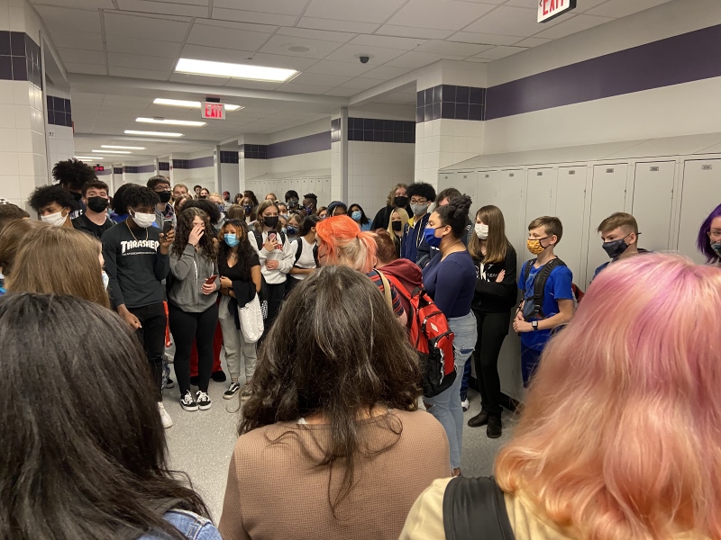 About 50 students walked out of class fourth period today to protest what they called the schools insufficient response to sexual abuse and harassment allegations.