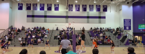 The girls volleyball team playing against Bethel Park. 