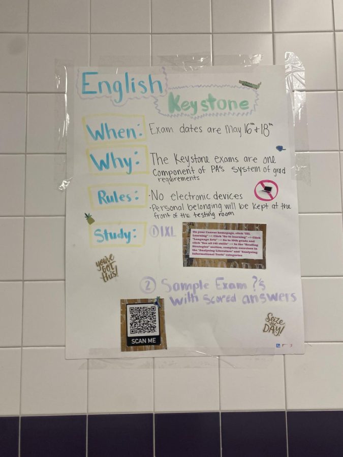 National Honor Society students are creating posters with Keystone test taking tips, which will be posted in the hallways.