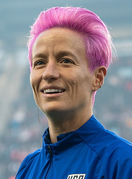 Megan Rapinoe is an American professional soccer player who plays for the OL Reign as a forward.  Photo via Wikimedia Commons Courtesy of Lorie Shaull