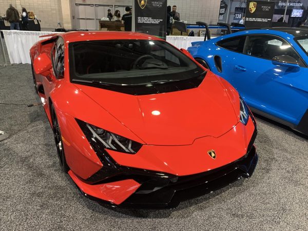 A Lamborghini Huracan Tecnica from Blackout Tinting at the 2024 Pittsburgh Auto Show.