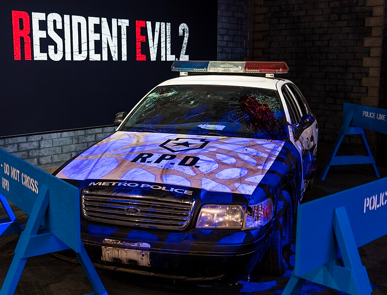 A police car from Resident Evil 2 which sustained damage during the Raccoon City incident. 
