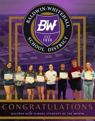 The recipients of the Student of the Month award for the Month of May are: Chelsea Dowhy, Ella Shissler, Addison Giglione, Gabe Herrle, Kate McGeever, Anna Plunkett, Gianna Harkins, and Richard Leicht. Photo courtesy Chris Reilsono.
