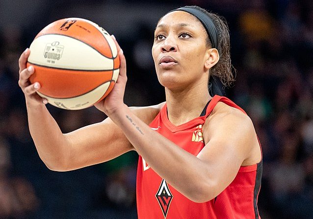 Veteran WNBA player A'ja Wilson wins MVP for her third time.  A’ja Wilson  by Lorie Shaull is licensed under  CC BY 2.0 DEED 
