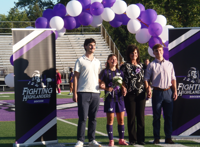 Seniors being recognized before the game began. 