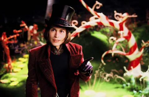 Depp plays Willy Wonka in 'Charlie and the Chocolate Factory.'  Image courtesy of Warner Brothers.