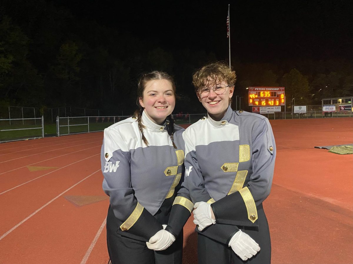 The drum majors hold the job of keeping the band on beat and making sure all the instruments sound cohesive and on time. 