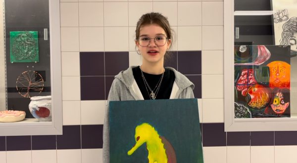 Artwork by senior Amelia Landis is the focus of this month's art showcase.