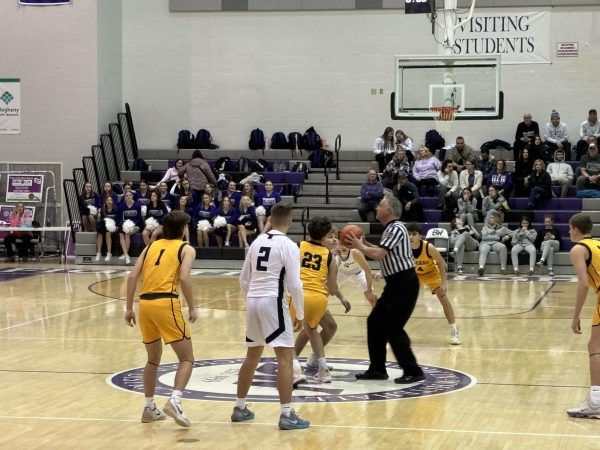 Senior Matthew Schenk gets ready to take the jump ball. 