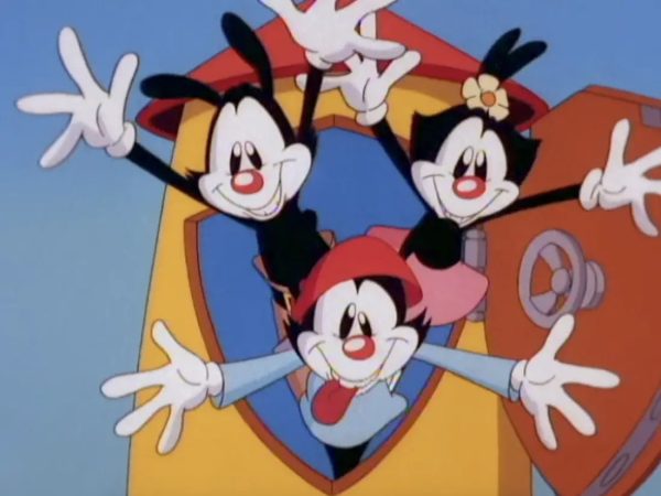 The Animaniacs pop out of the water tower during their intro song. Photo via Warner Bros.