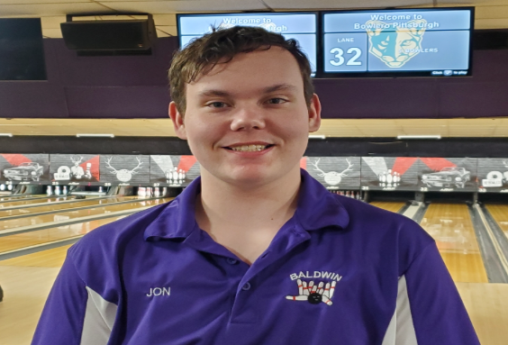 Senior Jon Clemons has an unusual pregame ritual to help him dial into his bowling abilities. Photo credit Garrett Gusten 