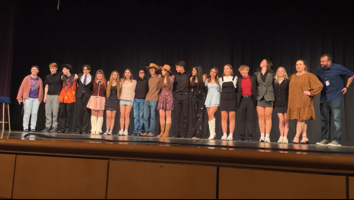 Contestants line up at the Baldwin Idol competition, which was held last Friday in the auditorium.