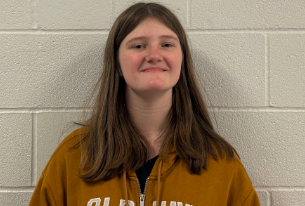 Junior Rose Becker is Baldwin's only female bowler this year.