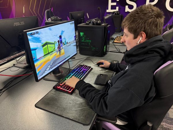 Junior Gavin McArdle plays Roblox after school at Gaming Club. 