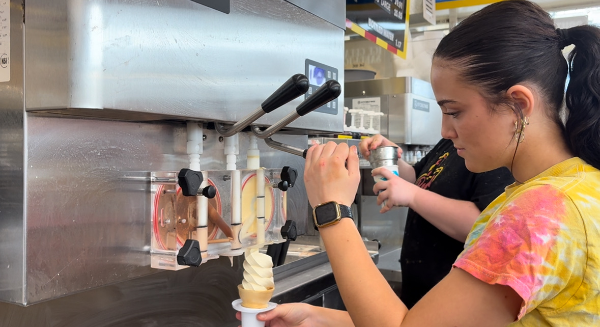 Junior Olivia Page works at her family's ice cream shop, Page Dairy Mart, which is a Pittsburgh institution.