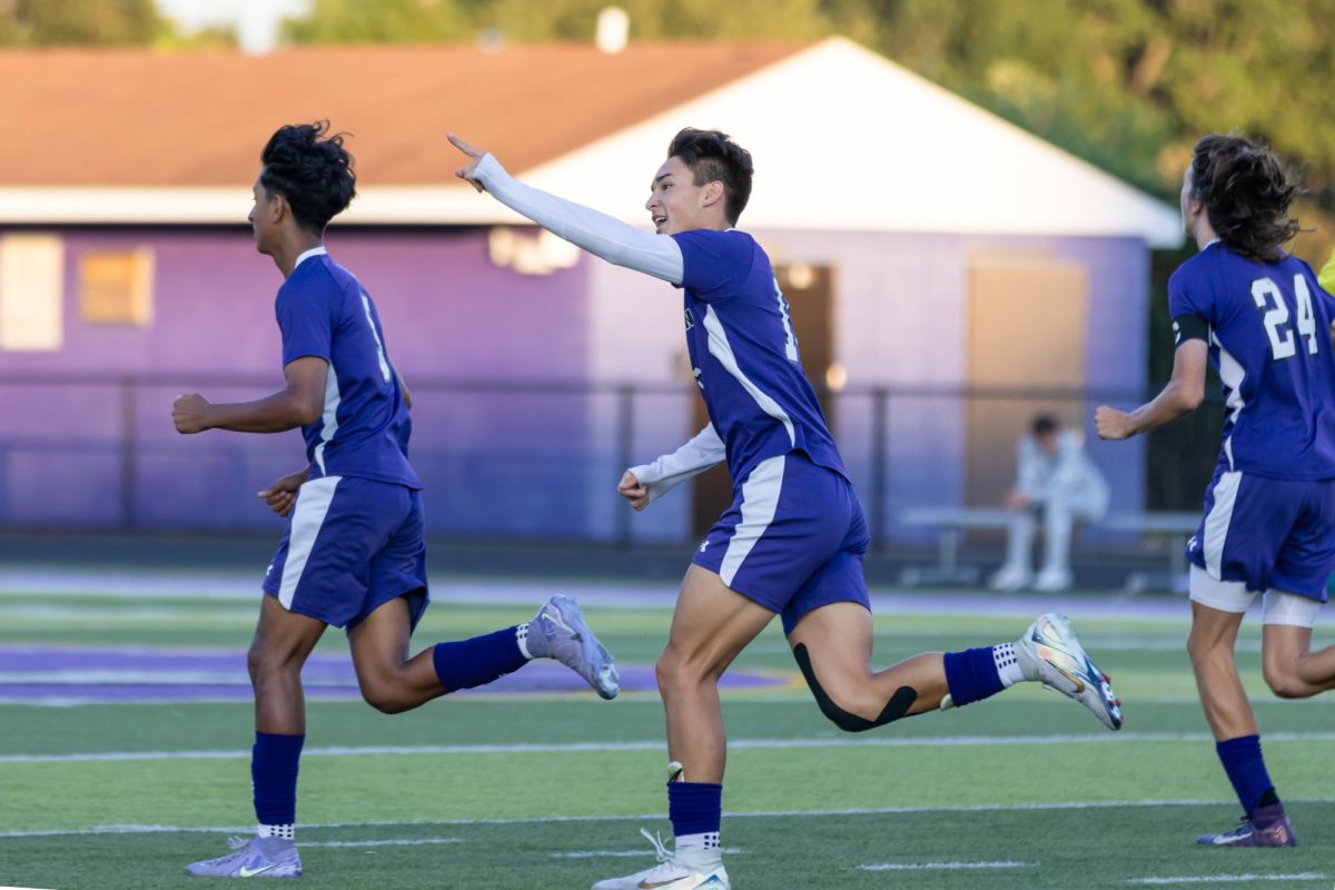 Senior Zach Lieu celebrates after scoring a goal to help Baldwin defeat Blackhawk.