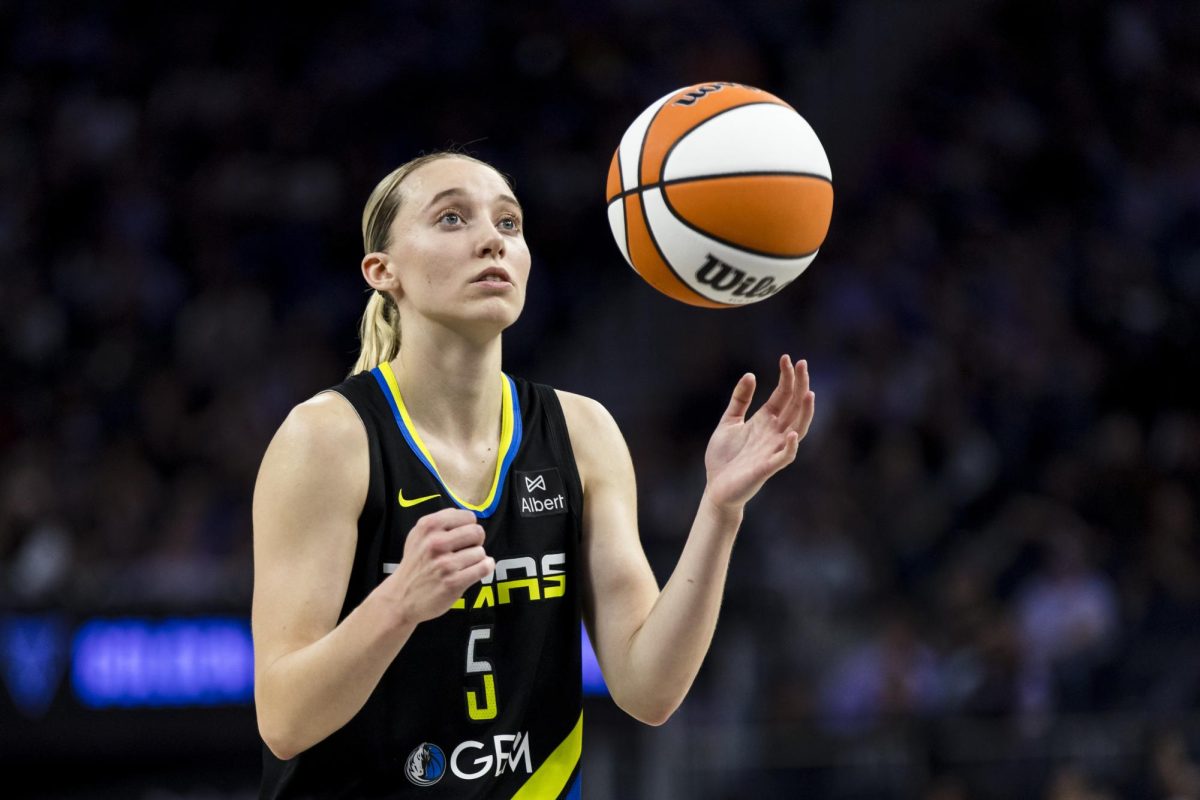 Sep 4, 2025; San Francisco, California, USA;  Dallas Wings guard Paige Bueckers (5) prepares to take a free throw against the Golden State Valkyries during the second half at Chase Center. Mandatory Credit: John Hefti-Imagn Images/ File Photo