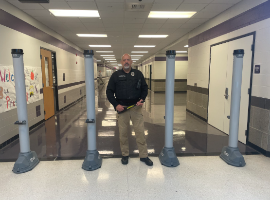 District Police Chief William Coddington stands in front of the Open gate system.