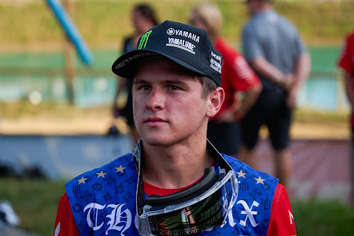 Haiden Deegan looks into the crowd after winning at Budds Creek Motocross Park in 2025.