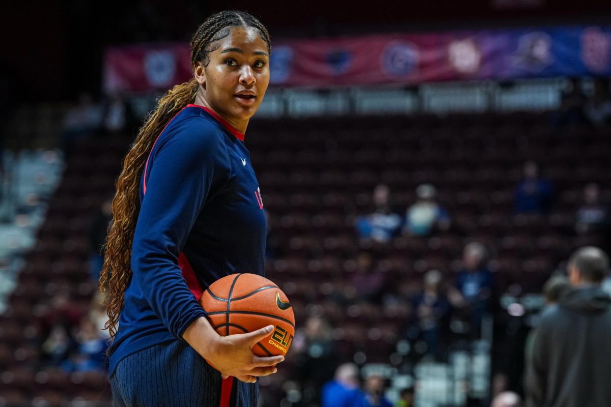 Mar 8, 2026; Uncasville, CT, USA; UConn Huskies forward Sarah Strong (21) warms up before the start of the game against the Creighton Bluejays at Mohegan Sun Arena. Mandatory Credit: David Butler II-Imagn Images
