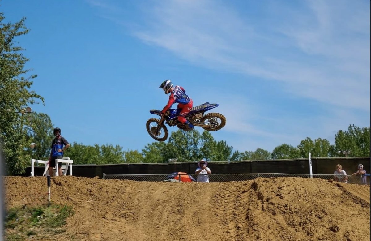 Cole Davies jumps over a Table-Top at Budds Creek Motocross Park, in 2025.