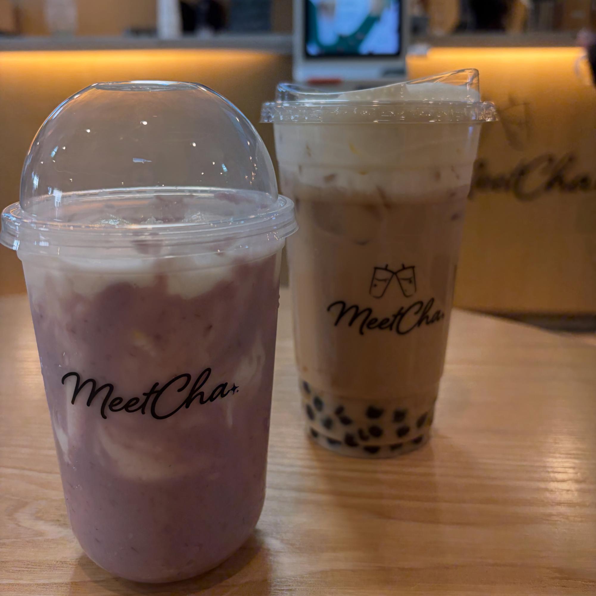 MeetCha has lots of different fruit teas, milk teas, smoothies, and juices.