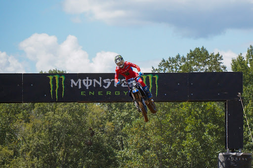 Cole Davies launches a table-top jump at Budds Creek Motocross Park in 2025.
